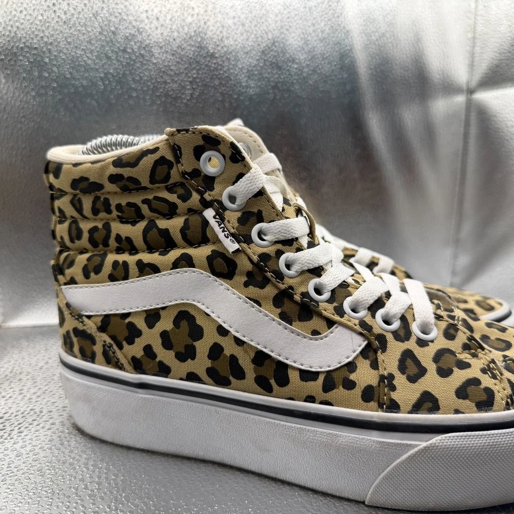 Size 6.5 Vans Filmore High White Womens Leopard Animal‎ Print Platform Sneakers